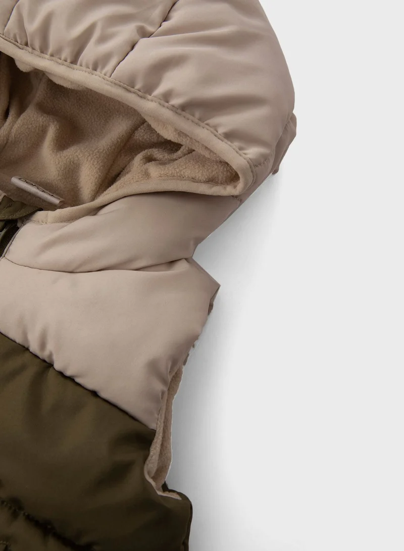 DeFacto Kids Color Block Hooded Puffer Jacket
