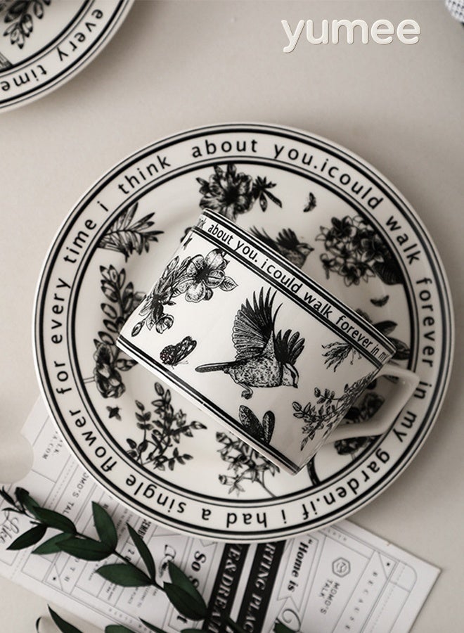 يمي طقم فناجين قهوة سيراميك وصحن، كوب شاي بورسلين بتصميم زهور عتيق مع صندوق هدايا، كوب قهوة مصنوع يدويًا على شكل زهرة، سعة 250 مل للمنزل أو المكتب - Image 4