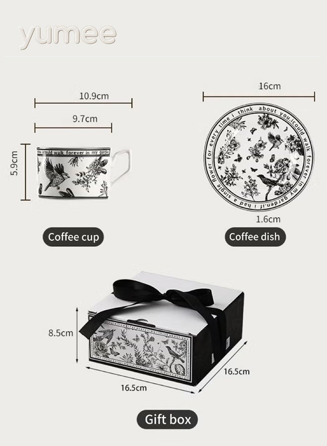 يمي طقم فناجين قهوة سيراميك وصحن، كوب شاي بورسلين بتصميم زهور عتيق مع صندوق هدايا، كوب قهوة مصنوع يدويًا على شكل زهرة، سعة 250 مل للمنزل أو المكتب - Image 3