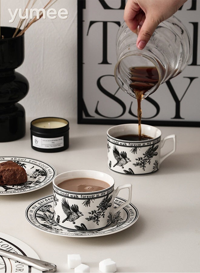 يمي طقم فناجين قهوة سيراميك وصحن، كوب شاي بورسلين بتصميم زهور عتيق مع صندوق هدايا، كوب قهوة مصنوع يدويًا على شكل زهرة، سعة 250 مل للمنزل أو المكتب - Image 5