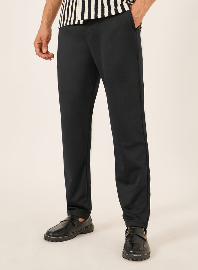 Styli Solid Slim Fit Knitted Pants - Image 1