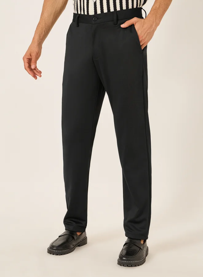 Styli  Solid Slim Fit Knitted Pants for Men | Best Price UAE