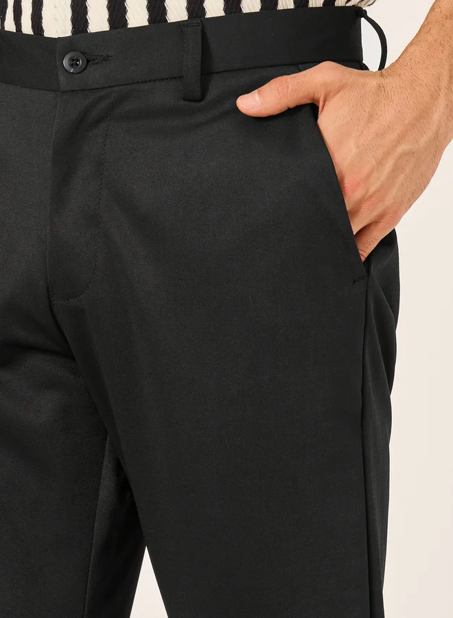 Styli  Solid Slim Fit Knitted Pants for Men | Best Price UAE