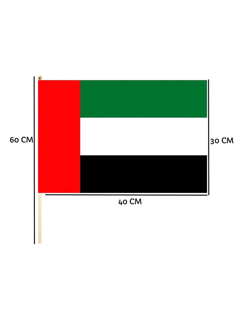 Yuwell 12 Pieces UAE Flag For National Day Celebration Hand Waving Desk Flags Wooden Sticks 40X30X60CM  - Image 2