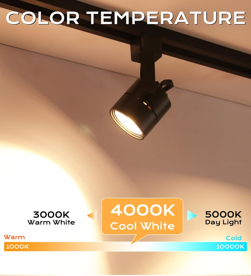 CLOUDY BAY 8W Dimmable LED Track Light Head,4000K Cool White CRI90+ True Color Rendering Adjustable Tilt Angle Track Lighting Fixture,40° Angle for Accent Retail,Black Finish,Halo Type- Pack of 6 - Image 2