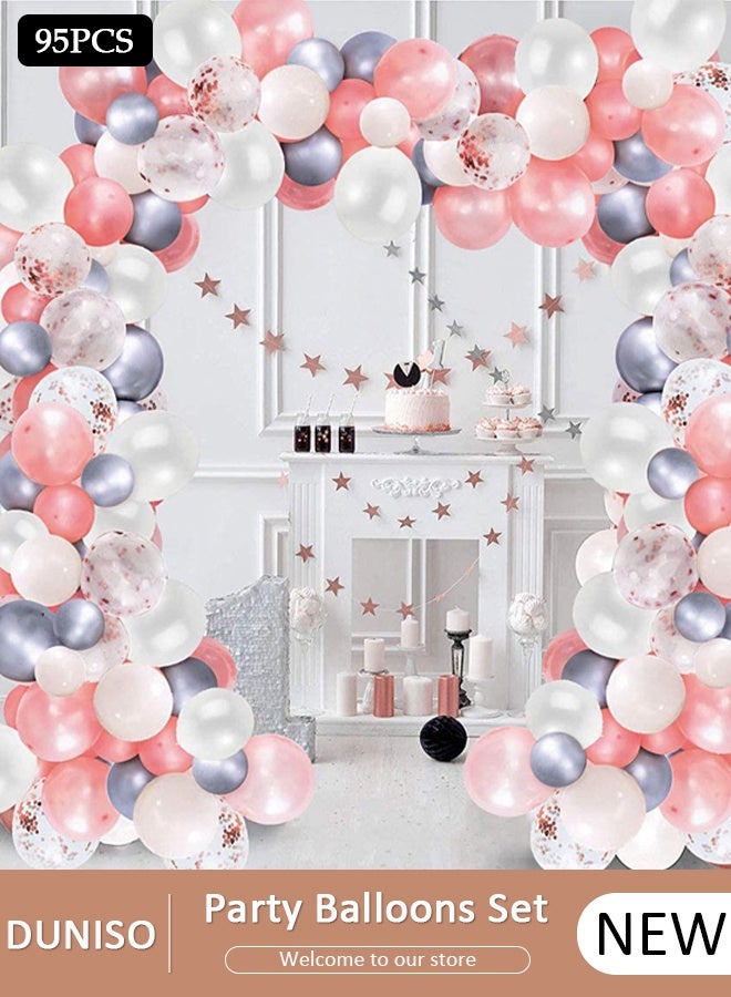 DUNISO 95pcs Multicolor Balloon Garland Arch Kit Pink and White Latex Party Balloons Set For Baby Birthday Wedding Party Background Decorations - Image 1
