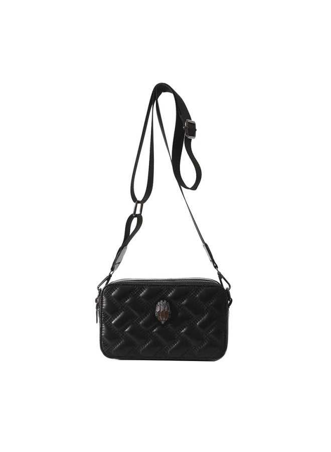 2024 Small Square Bag European And American Popular Shoulder Crossbody Camera Bag Wide Shoulder Strap Eagle Head Small Square Bag For Women-Color:Black-Size:20*7*10  - Image 1