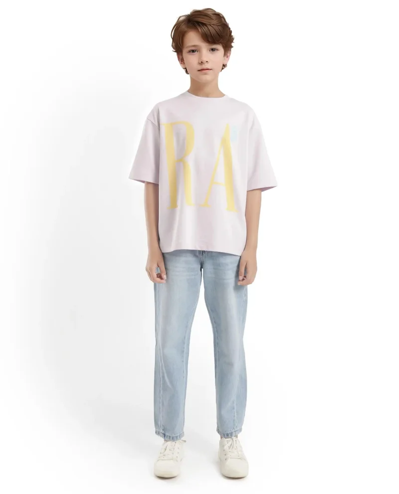 Rare Ones Rare Ones Kids Kin Purple Cotton Half Sleeves Crew Neck Oversized Fit Graphic Print T-Shirt