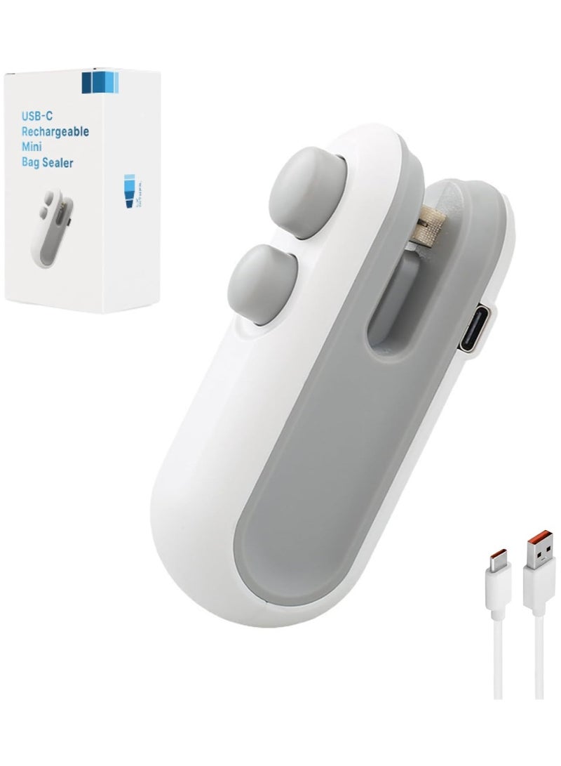 cyleto Mini Bag Sealer, USB-C rechargeable Bag Sealer, 2 in 1 Bag Sealer Heat Seal with Cutter and Magnet, Mini Bag Resealer Machine for Plastic Bags Snack Bags - Image 1