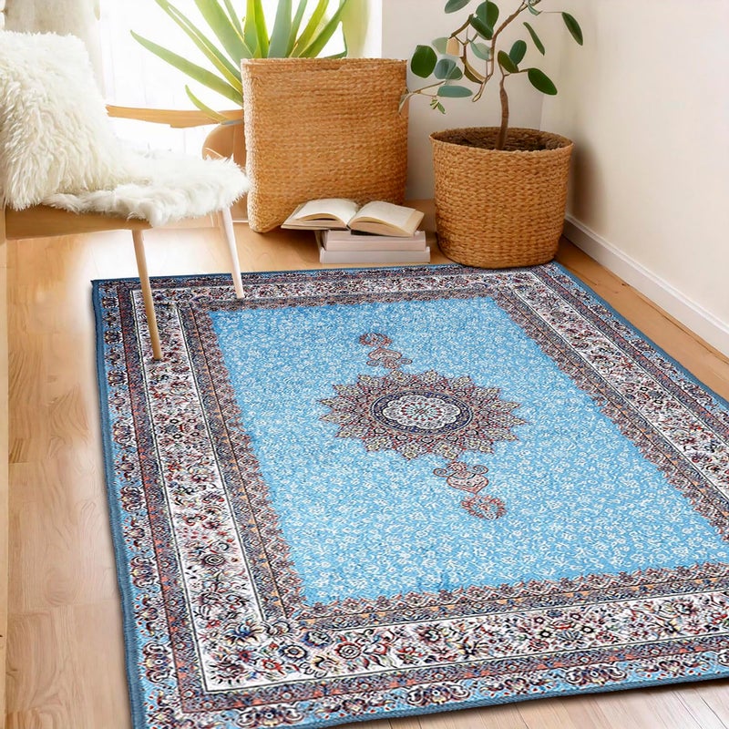 Status Contract Ice Velvet Rugs for Living Room | (Print) Carpet for Living Room Decor | Anti Skid Backing Home Essentials | Aesthetic Vintage Decor Carpet for Bedroom | (4 x 6, D5) - Image 1