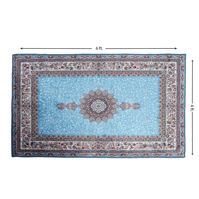Status Contract Ice Velvet Rugs for Living Room | (Print) Carpet for Living Room Decor | Anti Skid Backing Home Essentials | Aesthetic Vintage Decor Carpet for Bedroom | (4 x 6, D5) - Image 2