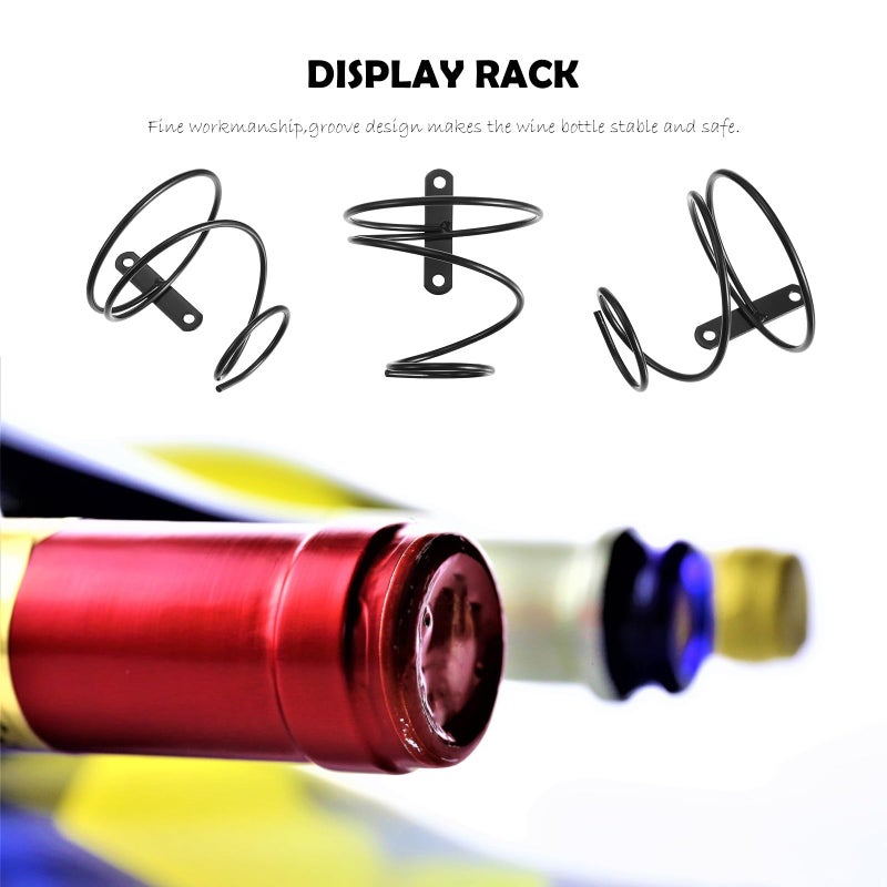 3 Piece Iron Spiral Design Wall Mounted Wine Bottle Display Rack Holder For Kitchen Bar Cellar - Image 4