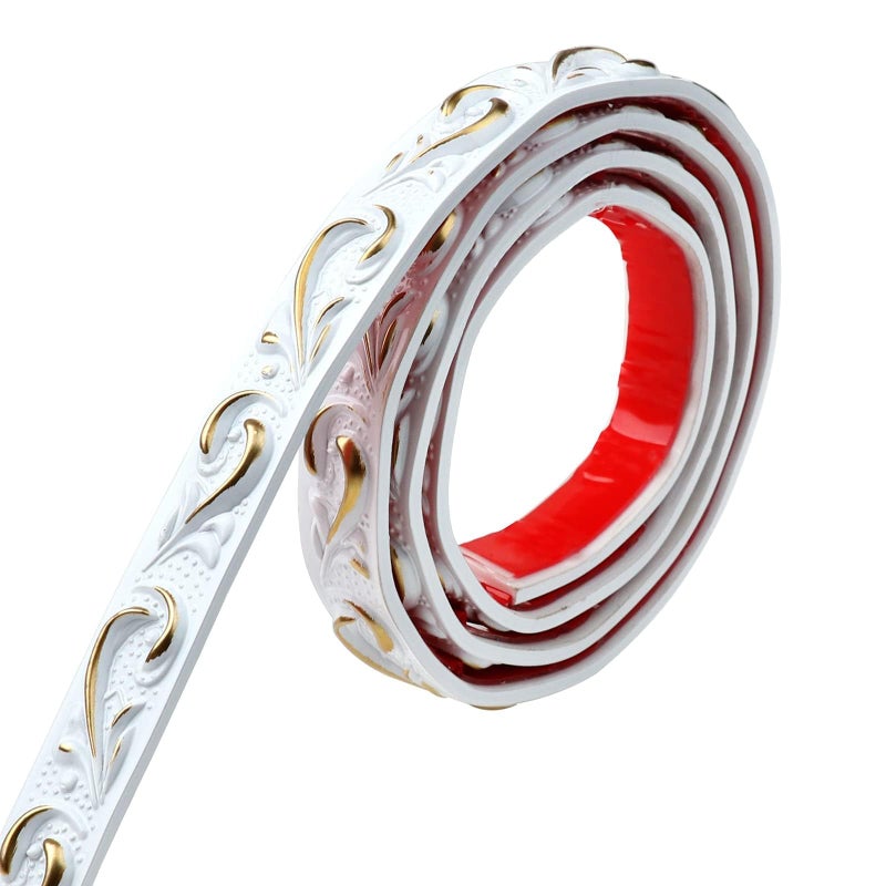 Duzzy Molding Trim Wall Trim 164 Feet SelfAdhesive Flexible DIY Peel and Stick Crown Molding Ceiling Molding Suitable for Mirror Edge TV Background Wall Home Wall DecorWhite and Gold