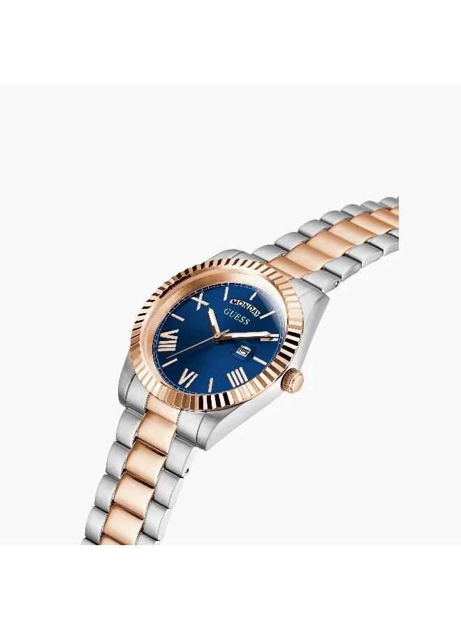 جس Silver & Rose Gold Analog Watch for Men