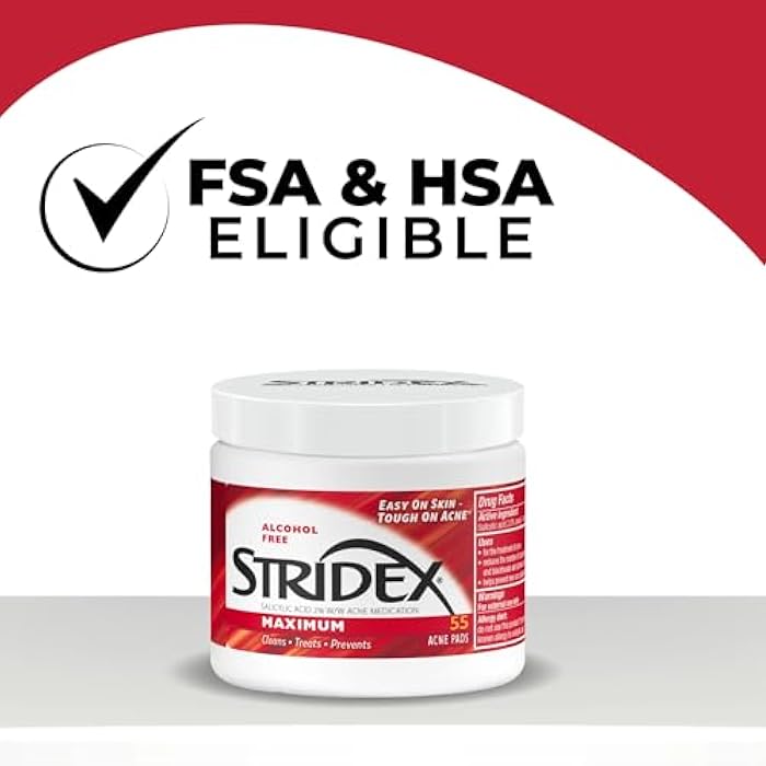 Stridex Medicated Acne Pads, Maximum, 55 Count – Facial Cleansing Wipes, Alcohol Free, Acne Treatment for Face, For Moderate Acne, Smooth Application - Image 3