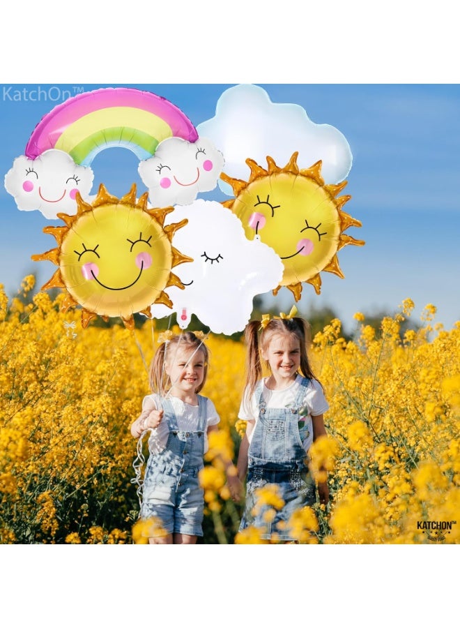 كاتشون مجموعة بالونات الشمس وقوس قزح والسحب - كبيرة، ٣١ بوصة، عبوة من ٧ قطع | ديكورات بالونات الشمس والسحب | بالونات مايلر السحابية | ديكورات حفلات استقبال المولود الجديد، ديكورات حفلات "على السحابة التاسعة" - Image 4