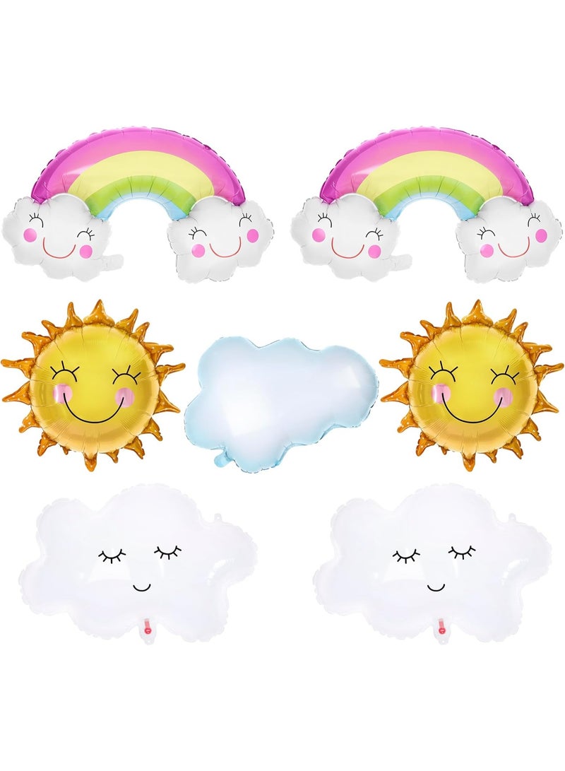 كاتشون مجموعة بالونات الشمس وقوس قزح والسحب - كبيرة، ٣١ بوصة، عبوة من ٧ قطع | ديكورات بالونات الشمس والسحب | بالونات مايلر السحابية | ديكورات حفلات استقبال المولود الجديد، ديكورات حفلات "على السحابة التاسعة" - Image 5