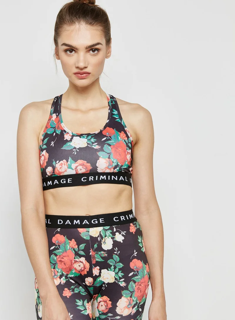 CRIMINAL DAMAGE Floral Print Bra