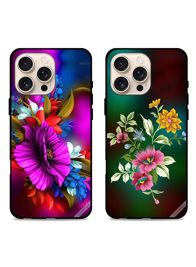 Covernex Two Cases For Apple iPhone 16 Pro Max Protective Covers Hd Flowers - Image 1