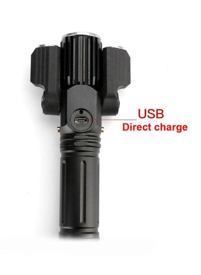 Voberry New Multi-function Glare Led Three-head Flashlight Outdoor Riding Direct Charge Black  - Image 2