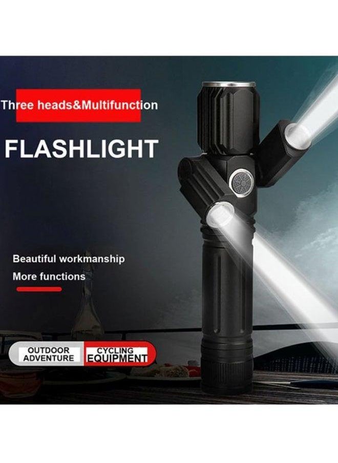 Voberry New Multi-function Glare Led Three-head Flashlight Outdoor Riding Direct Charge Black  - Image 3