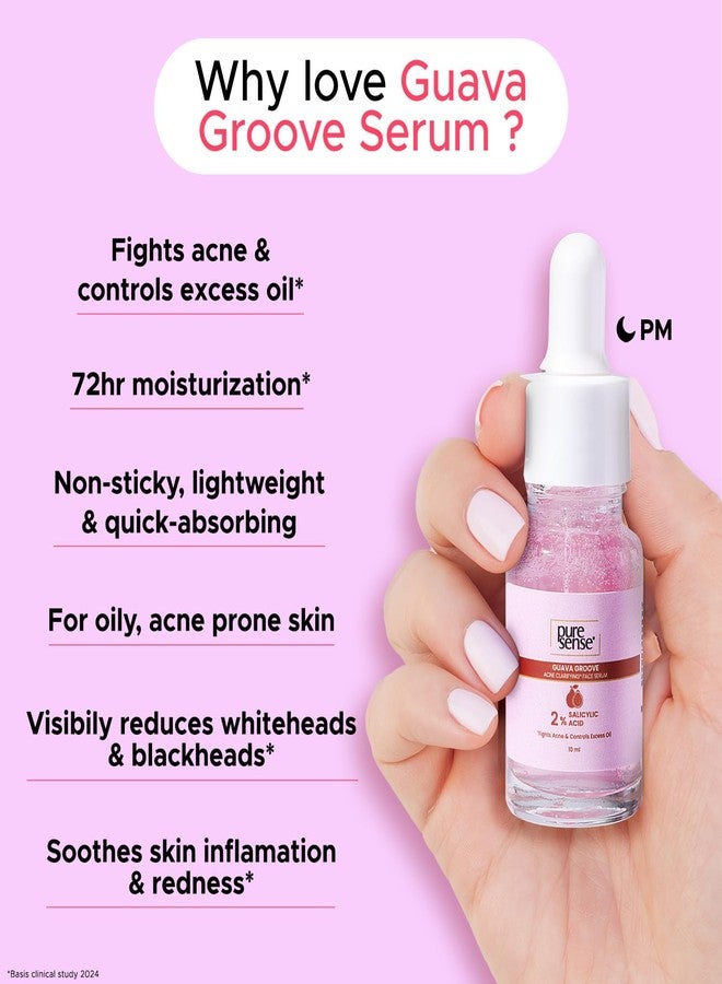 PureSense Clear & Glow Grapefruit Face Serum + Salicylic Acid Guava Acne Face Serum AM-PM Regime Travel Kit with Vit C | All Skin Types | Non Sticky | Men and Women (10ml x 2) - Image 4