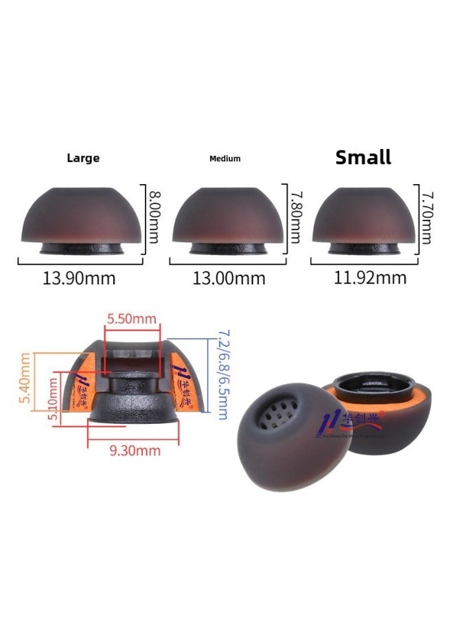 Generic - Suitable For Apple AirpodsPro Earplug Noise Reduction Silicone Ear Cap Double Filter Mixed Memory Foam Headphone Cover-Specifications:Coffee Black/L M S Each Pair Of Sets - Image 1