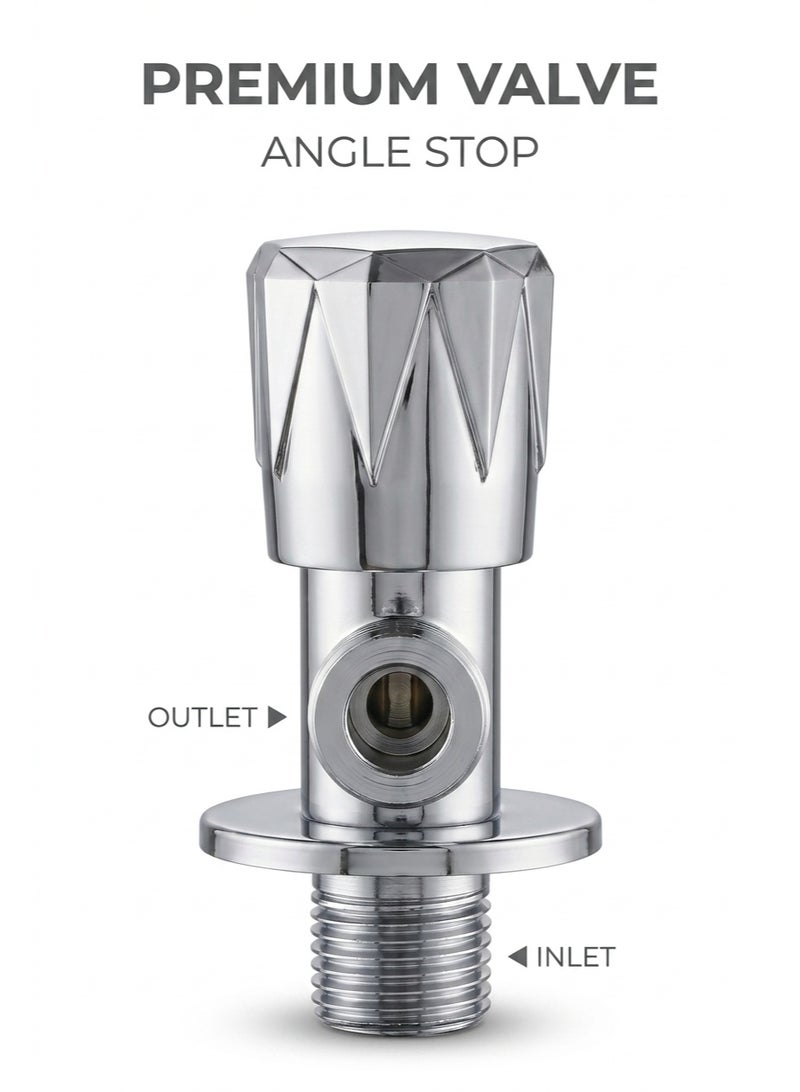SUS304 Stainless Steel Angle Valve G1/2, Water Shut Off Stop Valve with Premium Ceramic Cartridge, Leak-Proof Anti-Rust Valve for Bathroom, Toilet, Wash Basin, Kitchen & Bidet Sprayer - Image 2