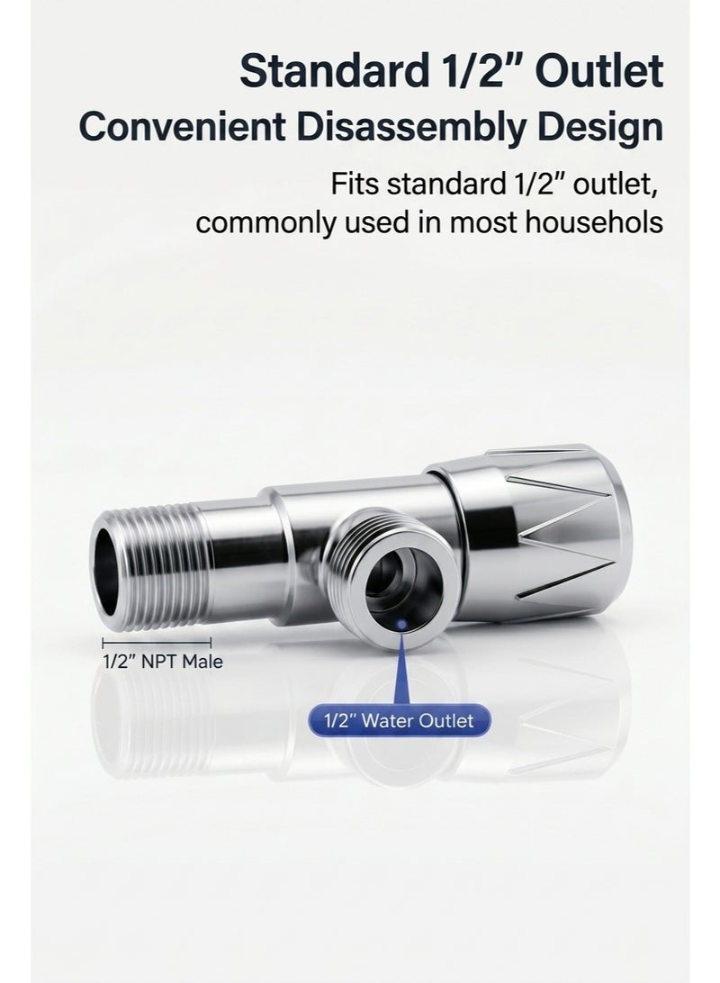 SUS304 Stainless Steel Angle Valve G1/2, Water Shut Off Stop Valve with Premium Ceramic Cartridge, Leak-Proof Anti-Rust Valve for Bathroom, Toilet, Wash Basin, Kitchen & Bidet Sprayer - Image 5