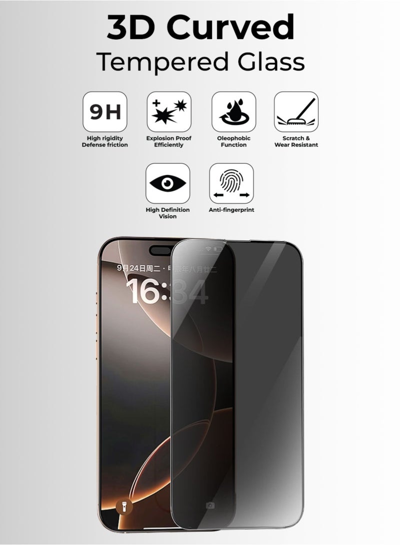 glassology iPhone 17 Pro Max Privacy Screen Protector 6.9 Inch 9H Anti‑Spy Tempered Glass, Ultra HD Clear, Scratch‑Resistant, Anti‑Fingerprint, Military‑Grade Bubble‑Free Protection - Image 2