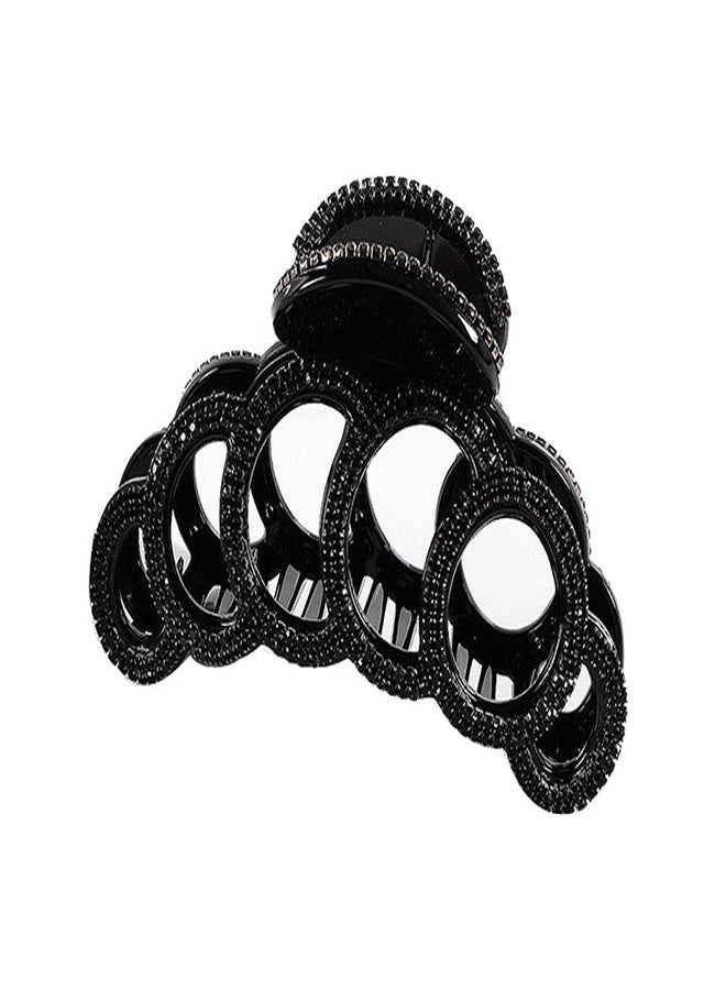 Fodattm Large Elegant Fancy Rhinestones Hair Claw Clips Hair Clamp Crystal Jaw Clips Hairpins for Women Lady (Black) - Image 1