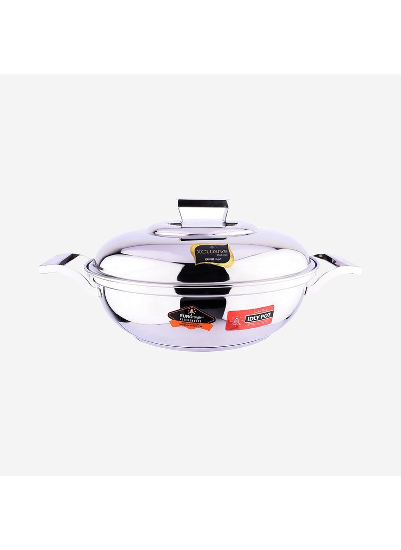 EUROstyle KITCHENWARE COOK WITH COMFORT EuroStyle Delight Sandwich Bottom Idli cookware Stainless Steel kadai Idli maker 2 In 1 Highly Performance Idli Plate 7 pitsStainless Steel EUS_Delight_SB_IKD_E  - Image 1
