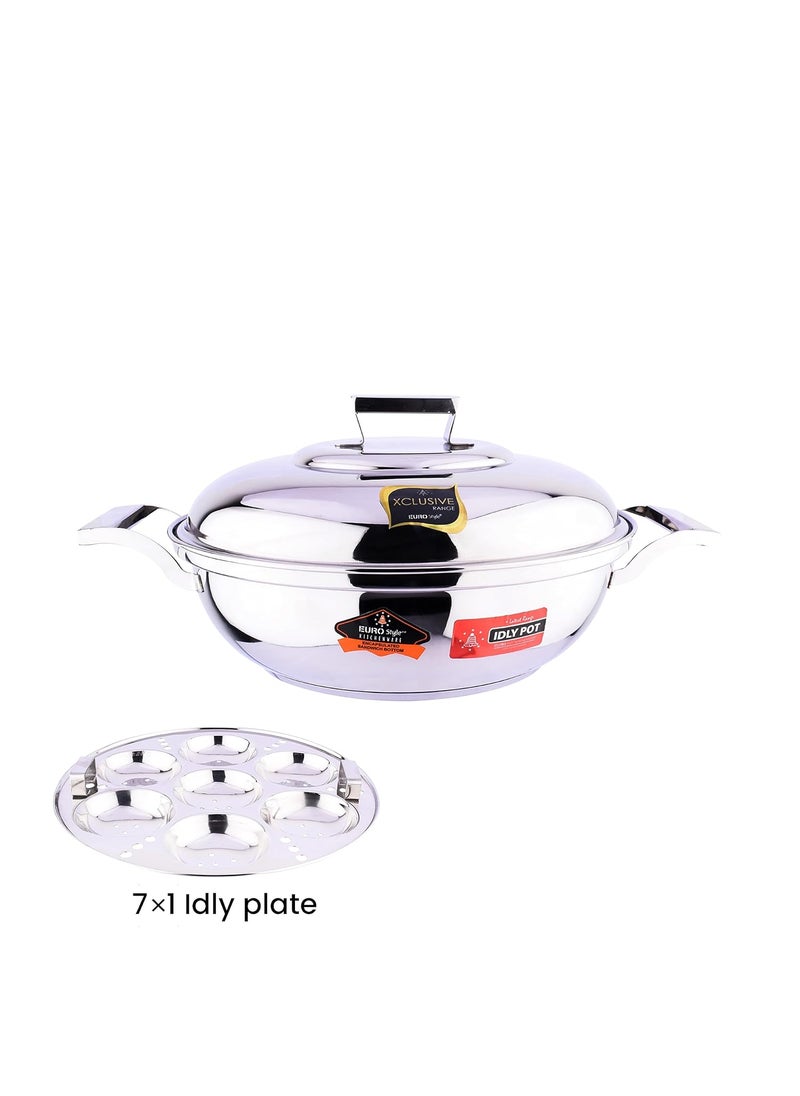 EUROstyle KITCHENWARE COOK WITH COMFORT EuroStyle Delight Sandwich Bottom Idli cookware Stainless Steel kadai Idli maker 2 In 1 Highly Performance Idli Plate 7 pitsStainless Steel EUS_Delight_SB_IKD_E  - Image 2