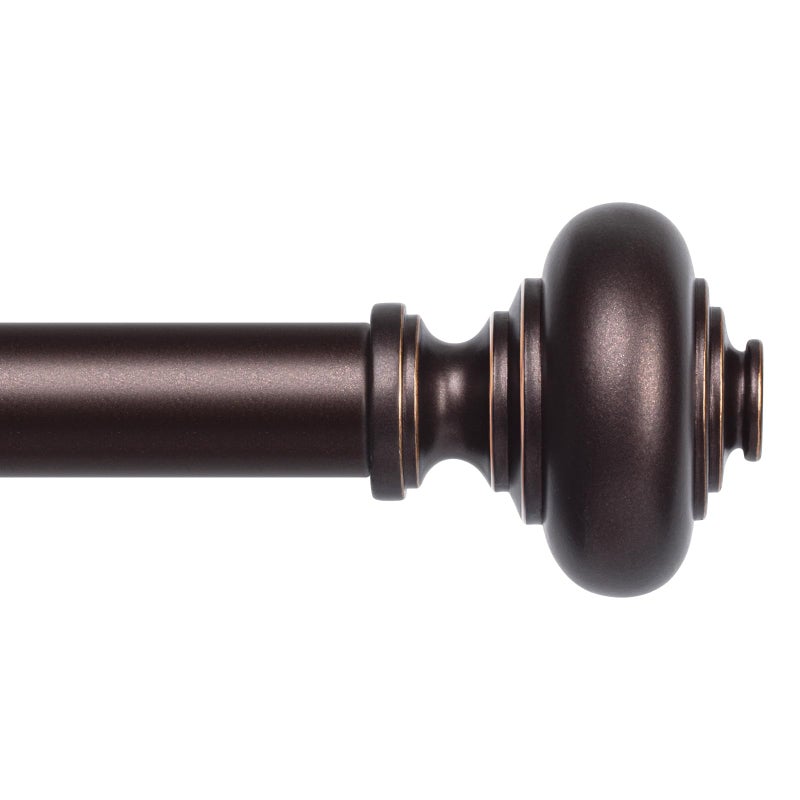 Wolistsa Bronze Curtain Rods for Windows 48 to 84 Inch, Decorative Heavy Duty Single-Side Adjustable 1'' Antique Brown Curtain Rod, Vintage Rustic Metal Drapery Pole for Farmhouse Bedroom Living Room - Image 1