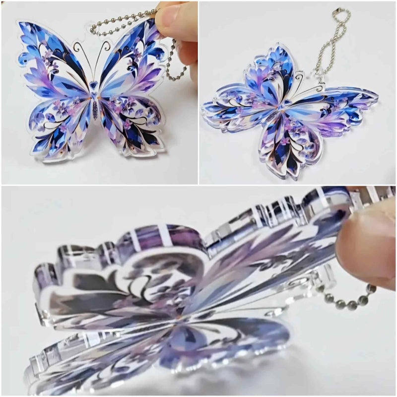 sunaeset Crystal Butterfly car Accessories for Women, Butterfly car Rear View Mirror Charm Hanging Decoration Accessories Pendant, Cute Purple Aesthetic Decor Gifts Interior Ornament Truck Christmas for Men - Image 3