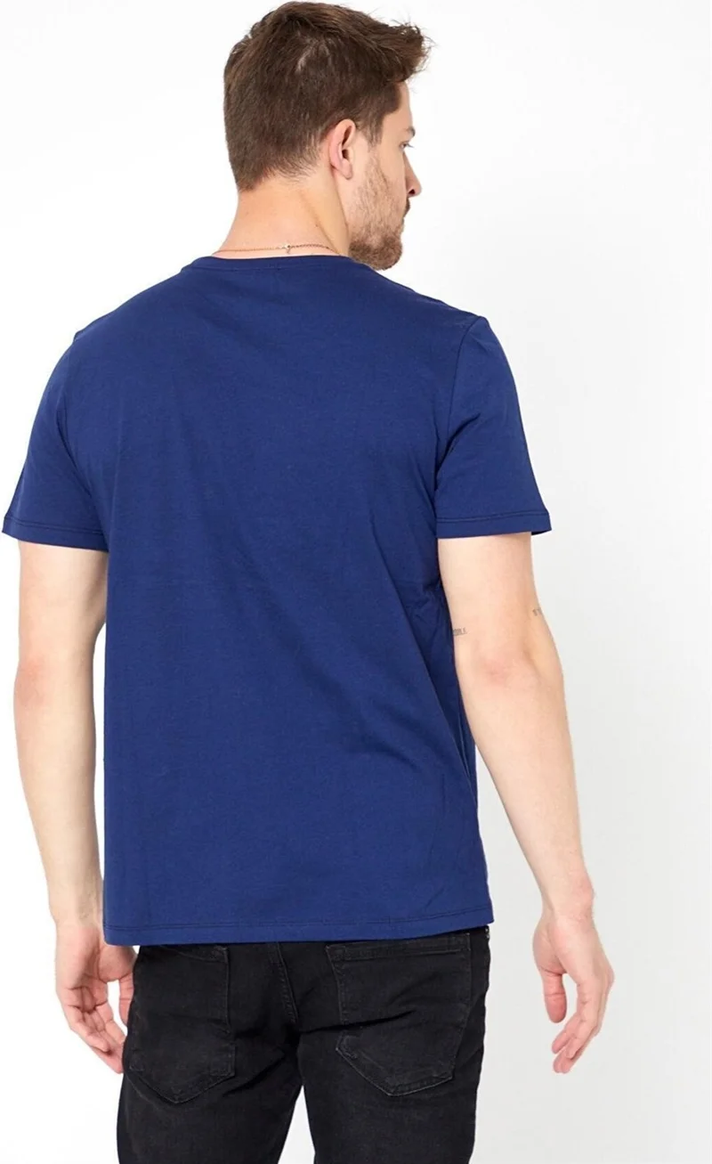 Odelon Men's Crew Neck Slim Fit Basic T-Shirt Blue