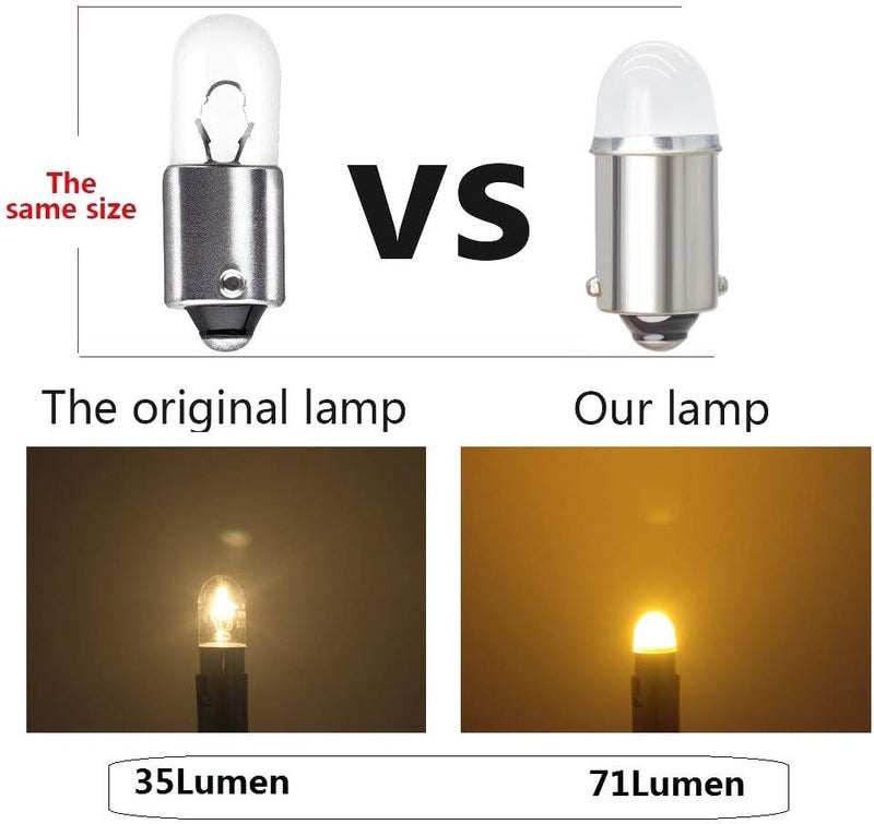 Yoper BA9S 53 57 1895 64111 LED Light Bulb for Car 12V Yellow - Pack of 10 - Image 4