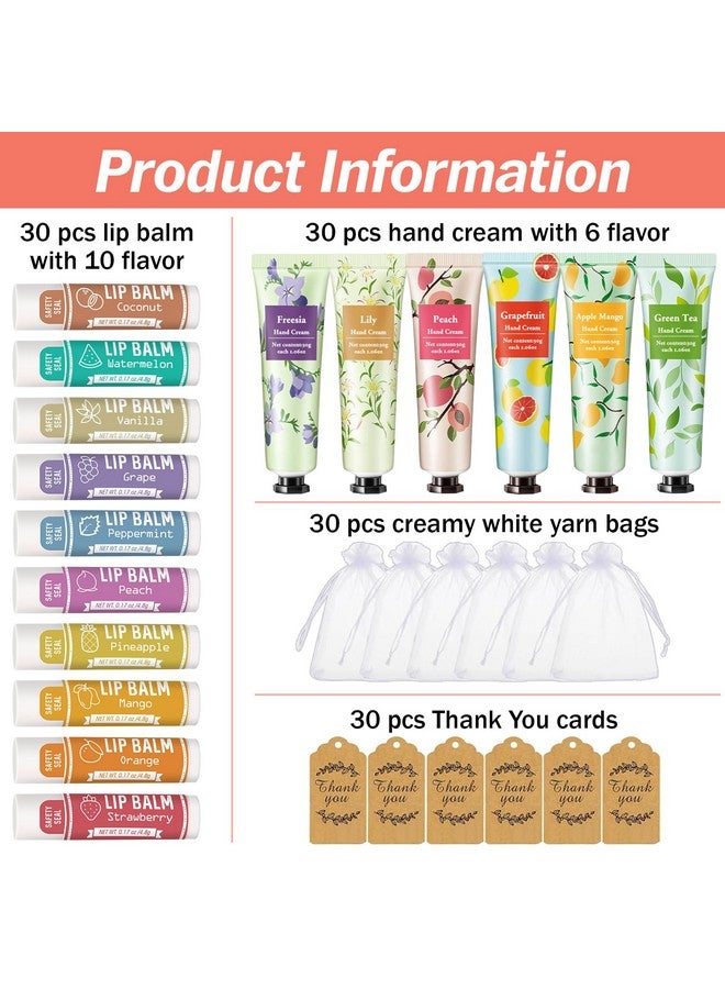 AZEN 30 Sets Hand Cream Bulk and Lip Balm Bulk Set, Bridal Shower Gifts for Guests with Organza Bag Thank You Card, Bridal Wedding Favors for Guests, Thank You Gifts for Coworkers Women Men - Image 2
