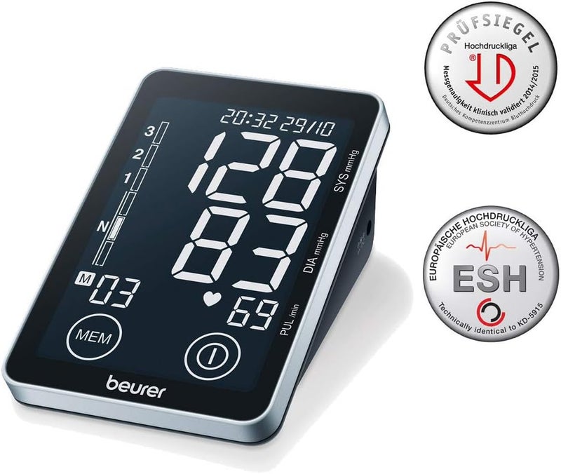 Beurer جهاز قياس ضغط الدم العلوي Beurer BM58 معتمد كجهاز طبي متوافق مع البرمجيات لمراقبة الصحة المستمرة كشف عدم انتظام ضربات القلب مؤشر خطر منظمة الصحة العالمية الملون - Image 3