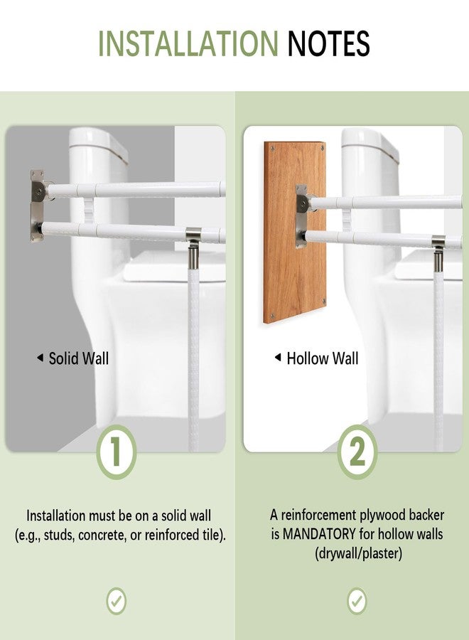 CALEPTONG 29.5 Inch Toilet Grab Bar - CALEPTONG Foldable Toilet Safety Rails for Seniors, Flip-Up Handicap Grab Bars with Anti-Slip Texture Grip for Elderly, Pregnant, Disable, Injury - Image 3