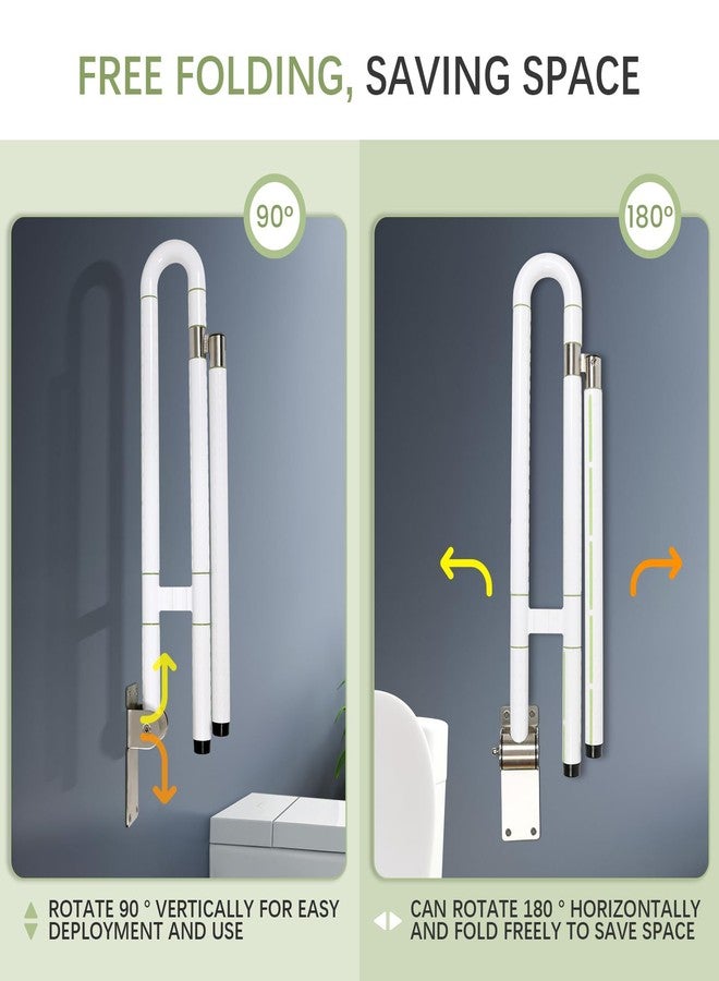 CALEPTONG 29.5 Inch Toilet Grab Bar - CALEPTONG Foldable Toilet Safety Rails for Seniors, Flip-Up Handicap Grab Bars with Anti-Slip Texture Grip for Elderly, Pregnant, Disable, Injury - Image 5
