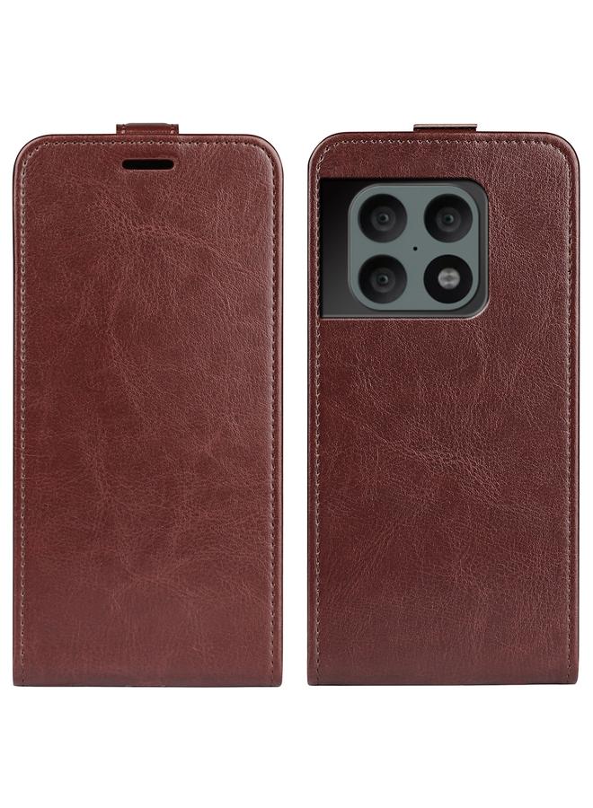 اس-توب جراب لهاتف OnePlus 10 Pro 5G R64 من الجلد الصناعي بتصميم عمودي واحد مع فتحات للبطاقات وإطار للصور - Image 1