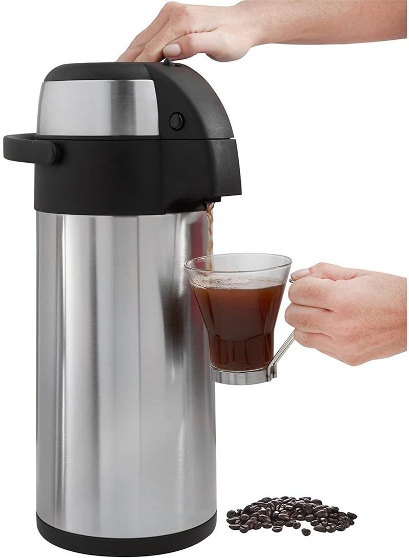 KITCHENOO Coffee Carafe for Keeping Hot - 85OZ / 2.5L Airpot Coffee Dispenser with Pump - Large Coffee Carafe for Hot Drinks Tea Liquid - Insulated Stainless Steel Hot Water Beverage Urn for Parties - Image 1