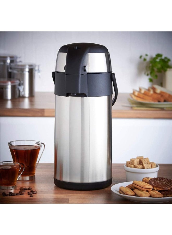 KITCHENOO Coffee Carafe for Keeping Hot - 85OZ / 2.5L Airpot Coffee Dispenser with Pump - Large Coffee Carafe for Hot Drinks Tea Liquid - Insulated Stainless Steel Hot Water Beverage Urn for Parties - Image 2