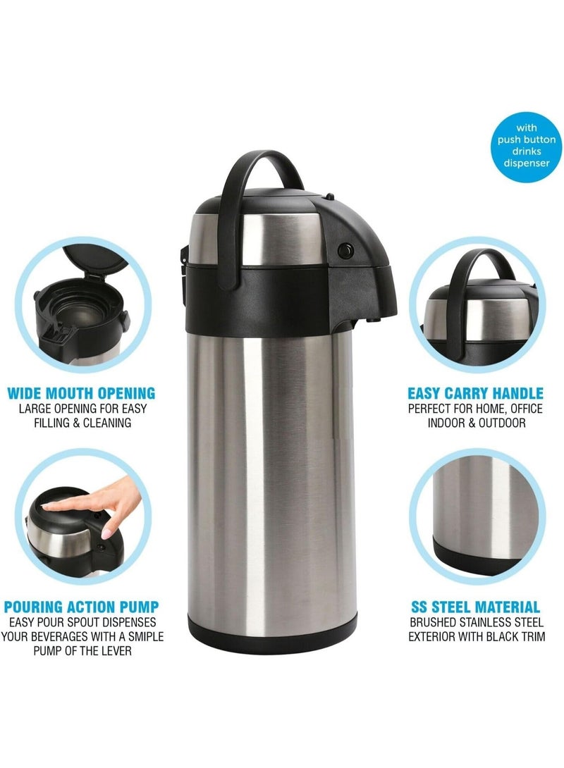 KITCHENOO Coffee Carafe for Keeping Hot - 85OZ / 2.5L Airpot Coffee Dispenser with Pump - Large Coffee Carafe for Hot Drinks Tea Liquid - Insulated Stainless Steel Hot Water Beverage Urn for Parties - Image 5