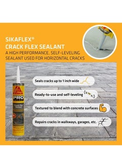 Sikaflex Crack Flex Sealant, Gray, High performance, textured polyurethane sealant, self-leveling, sealant for sealing horizontal cracks, 10,1 fl. Oz