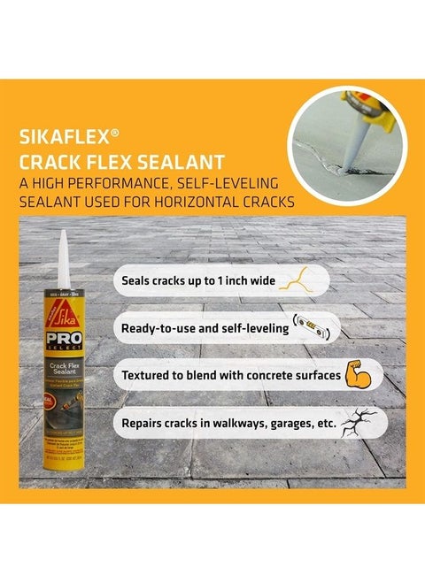 Sikaflex Crack Flex Sealant, Gray, High performance, textured polyurethane sealant, self-leveling, sealant for sealing horizontal cracks, 10,1 fl. Oz