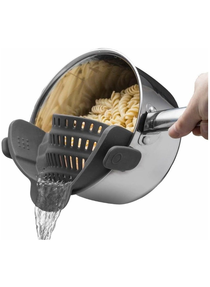 LIMOS Snap N Strain Pot Strainer and Pasta Strainer - Adjustable Silicone Clip On Strainer for Pots, Pans, and Bowls - Gray - Image 2