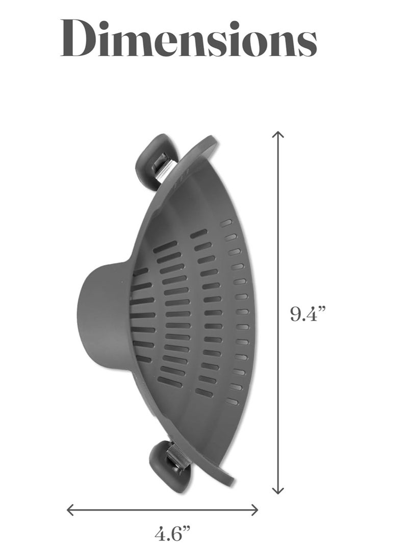 LIMOS Snap N Strain Pot Strainer and Pasta Strainer - Adjustable Silicone Clip On Strainer for Pots, Pans, and Bowls - Gray - Image 4