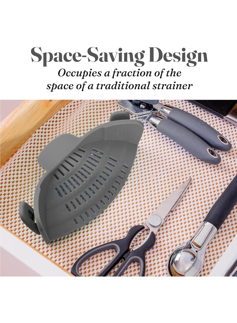 LIMOS Snap N Strain Pot Strainer and Pasta Strainer - Adjustable Silicone Clip On Strainer for Pots, Pans, and Bowls - Gray - Image 5